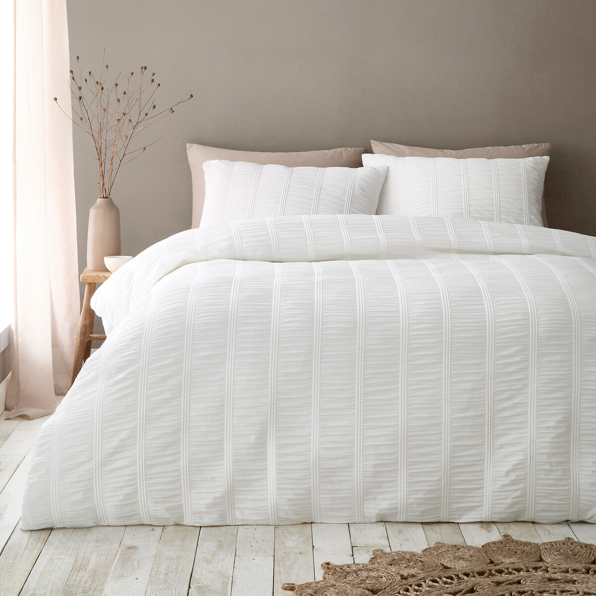 Waffle Seersucker Duvet Cover Set, PINEAPPLE ELEPHANT