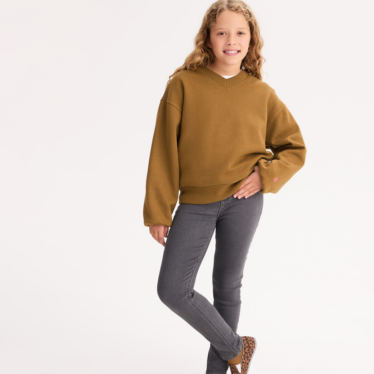 Fleece V-Neck Sweatshirt, LA REDOUTE COLLECTIONS