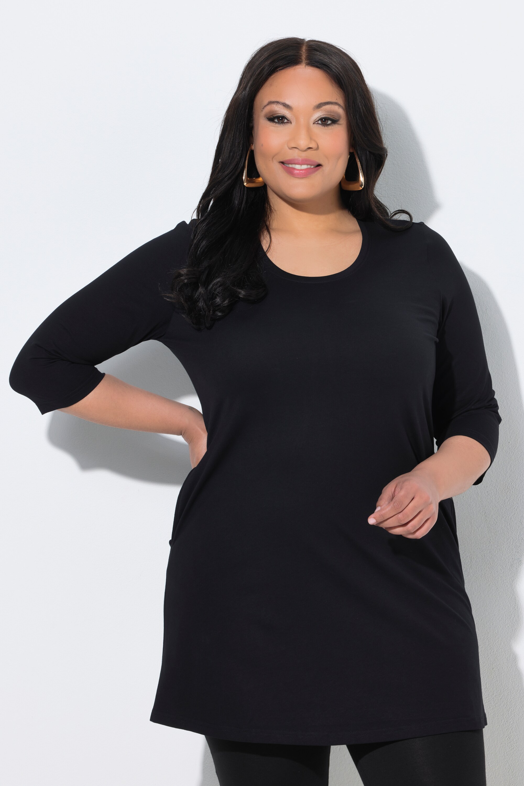T-shirt long, coupe en A, col rond, ULLA POPKEN