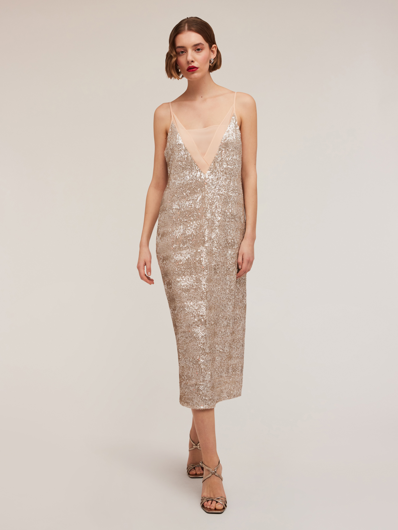 Robe midi entièrement sequins, MOTIVI