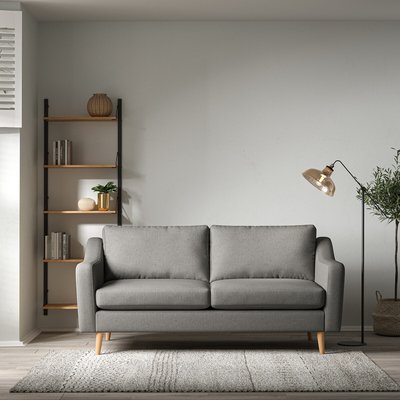 Rosa Curve Soft Brushed 3 Seater Sofa with Light Wood Legs SO'HOME