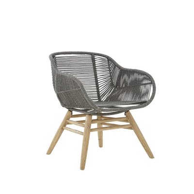Grey Textured Rope Armchair with Wooden Legs SO'HOME