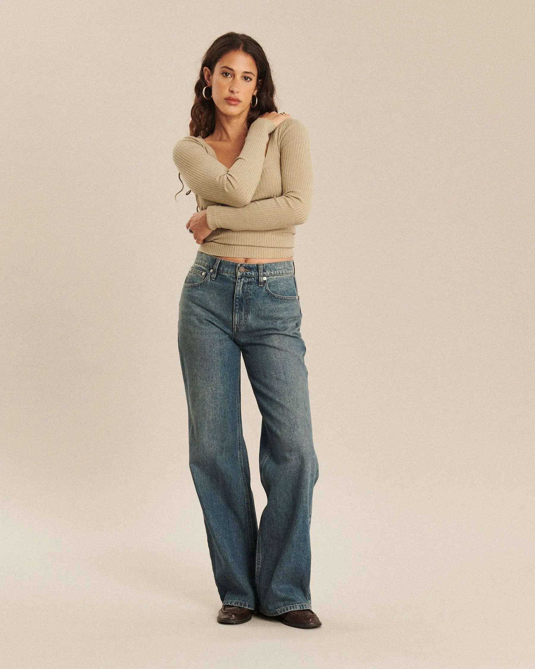 Jeans large taille moyenne, LABDIP