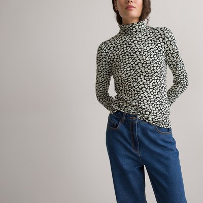 Floral Print Turtleneck T-Shirt with Long Sleeves LA REDOUTE COLLECTIONS