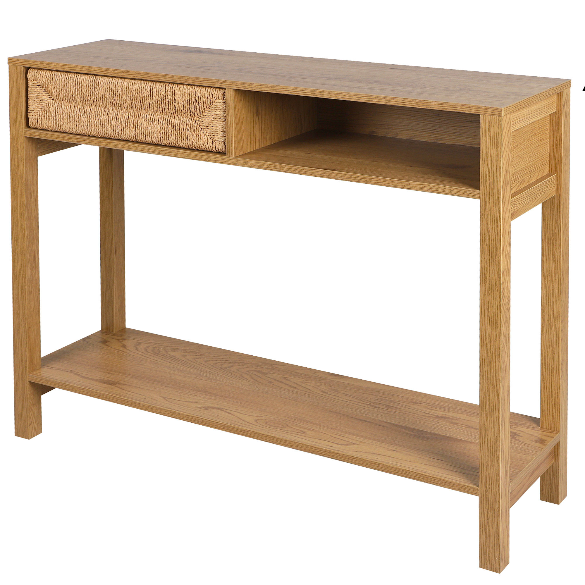 Console bois 1 tiroir jute 100x30x80cm, WADIGA