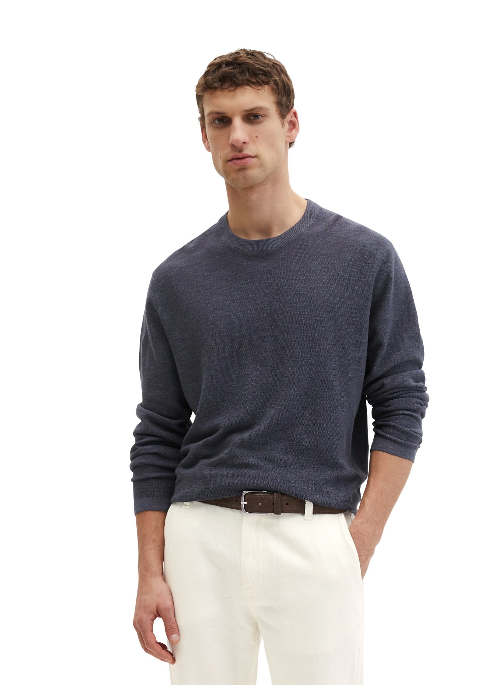 Pull-over regular en coton bio et en lin, MARC O'POLO
