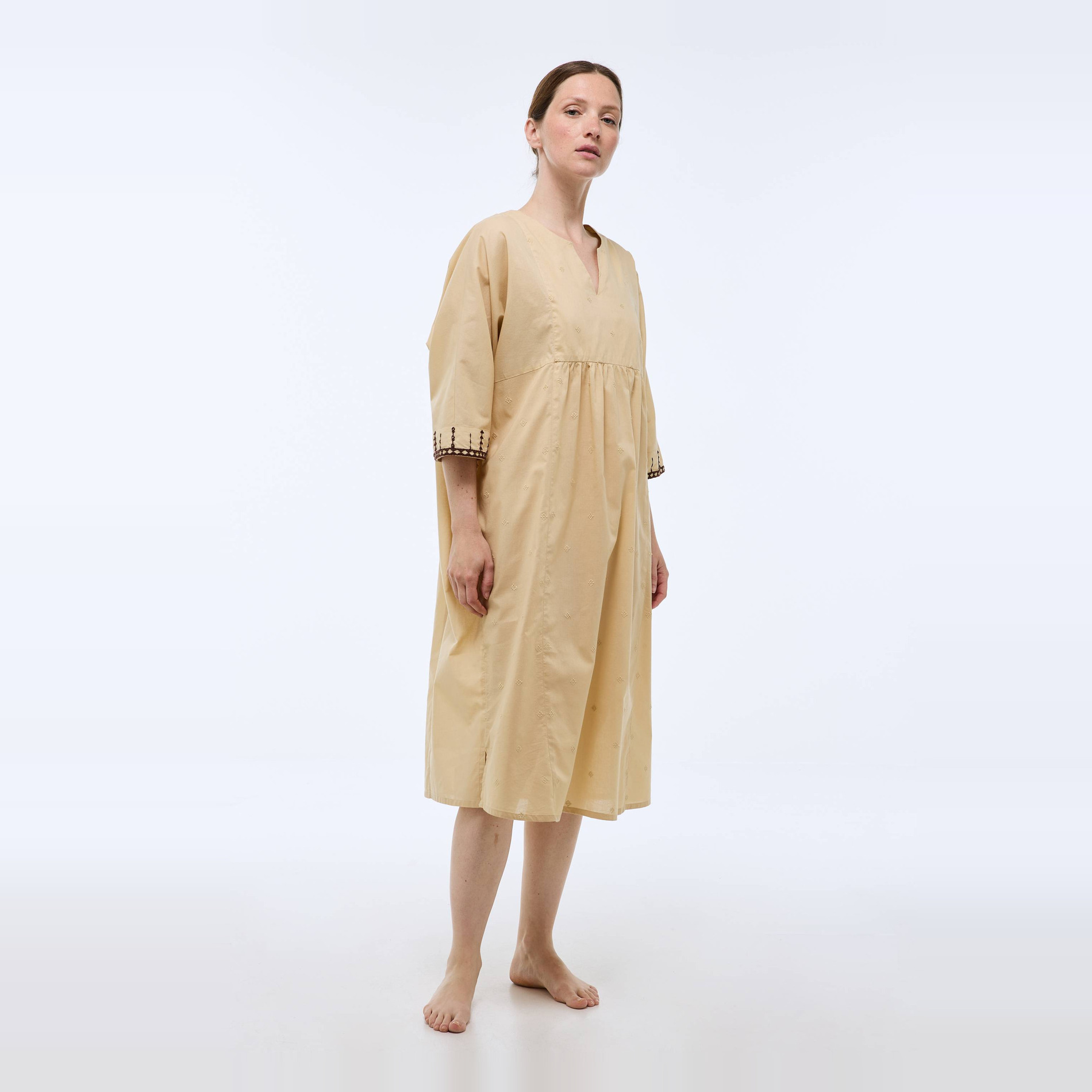 Chemise de nuit à broderies en coton, MONOPRIX