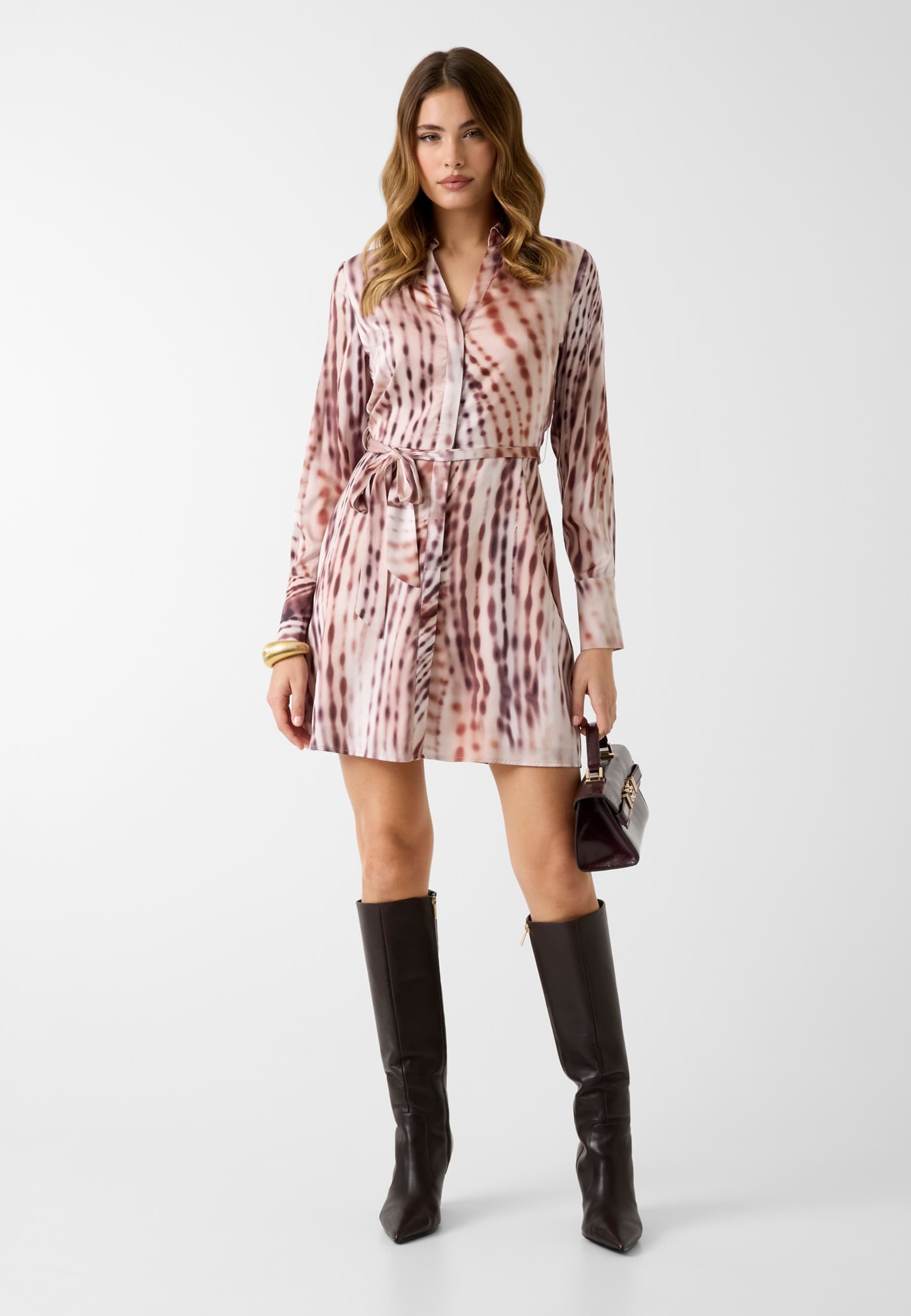 Robe Mini Ajustée Et Évasée, GUESS
