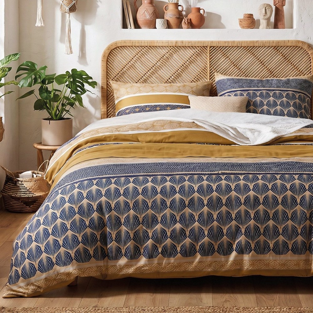 Housse de couette 100% coton 57 fils + 2 taies d’oreiller, DECORATIE
