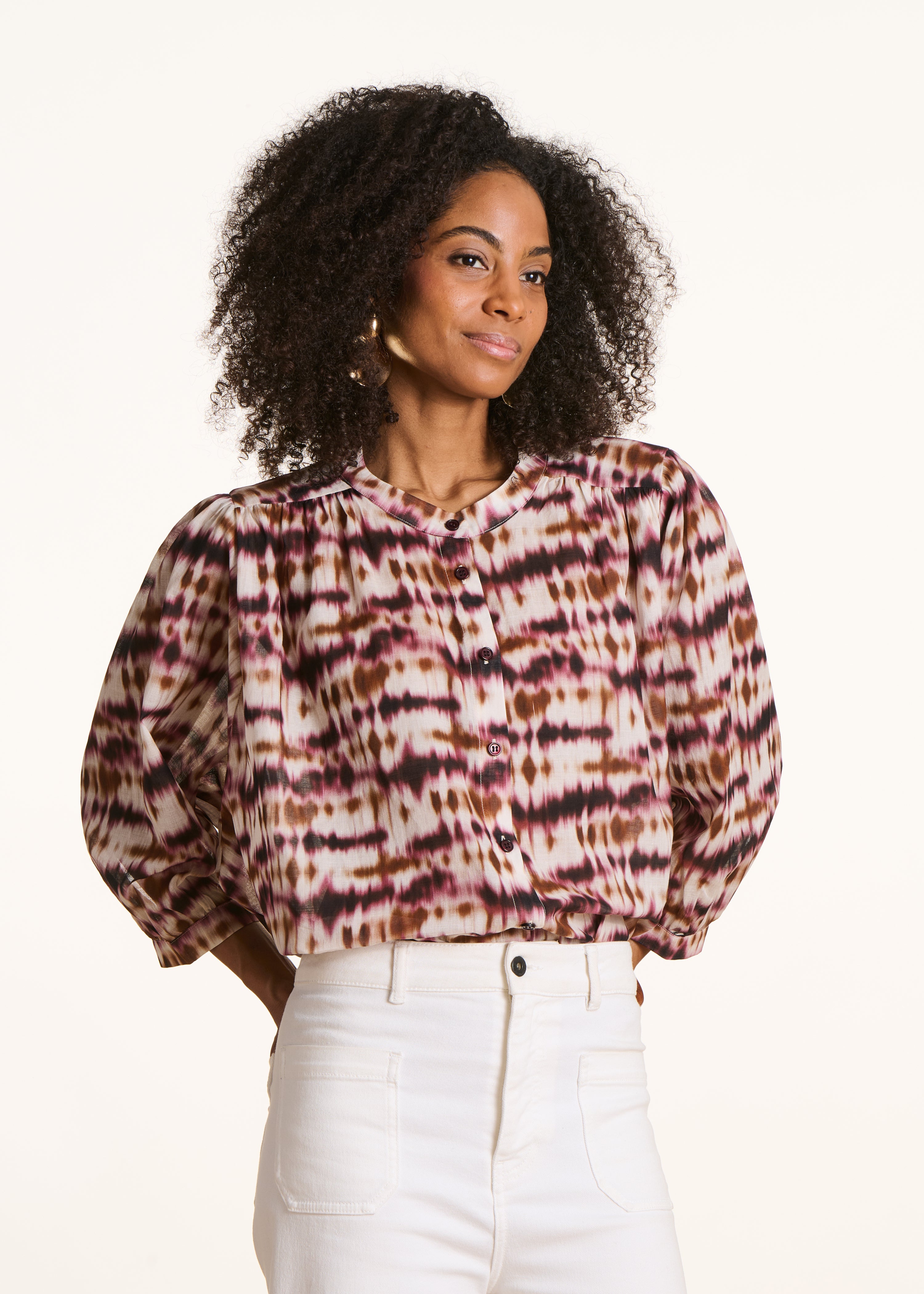 Chemisier imprimé tie & dye en coton biologique, LA FEE MARABOUTEE