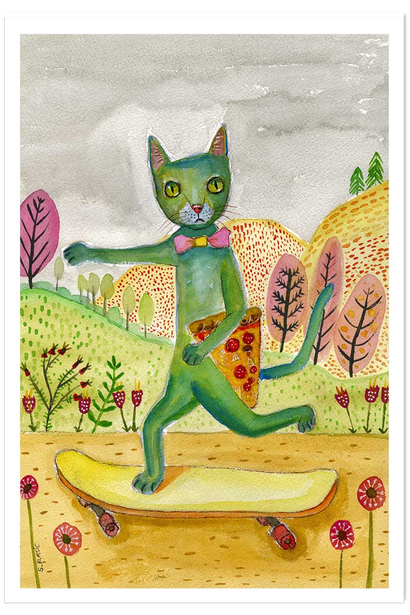 Affiche enfant pizza cat, HEXOA