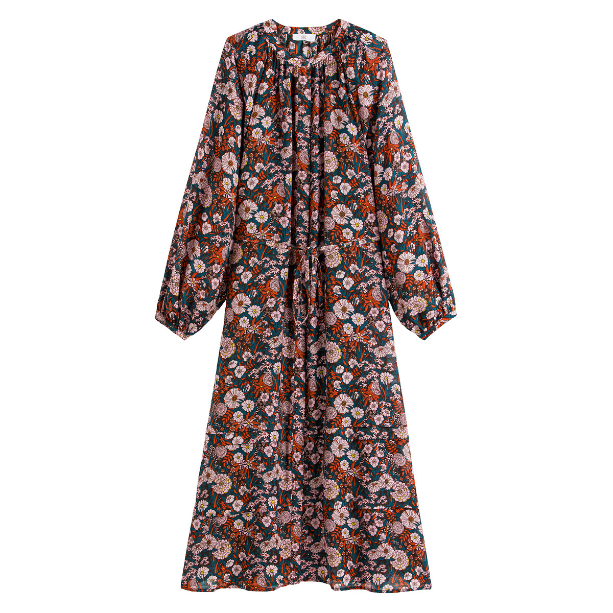 Full midaxi shirt dress in floral print 