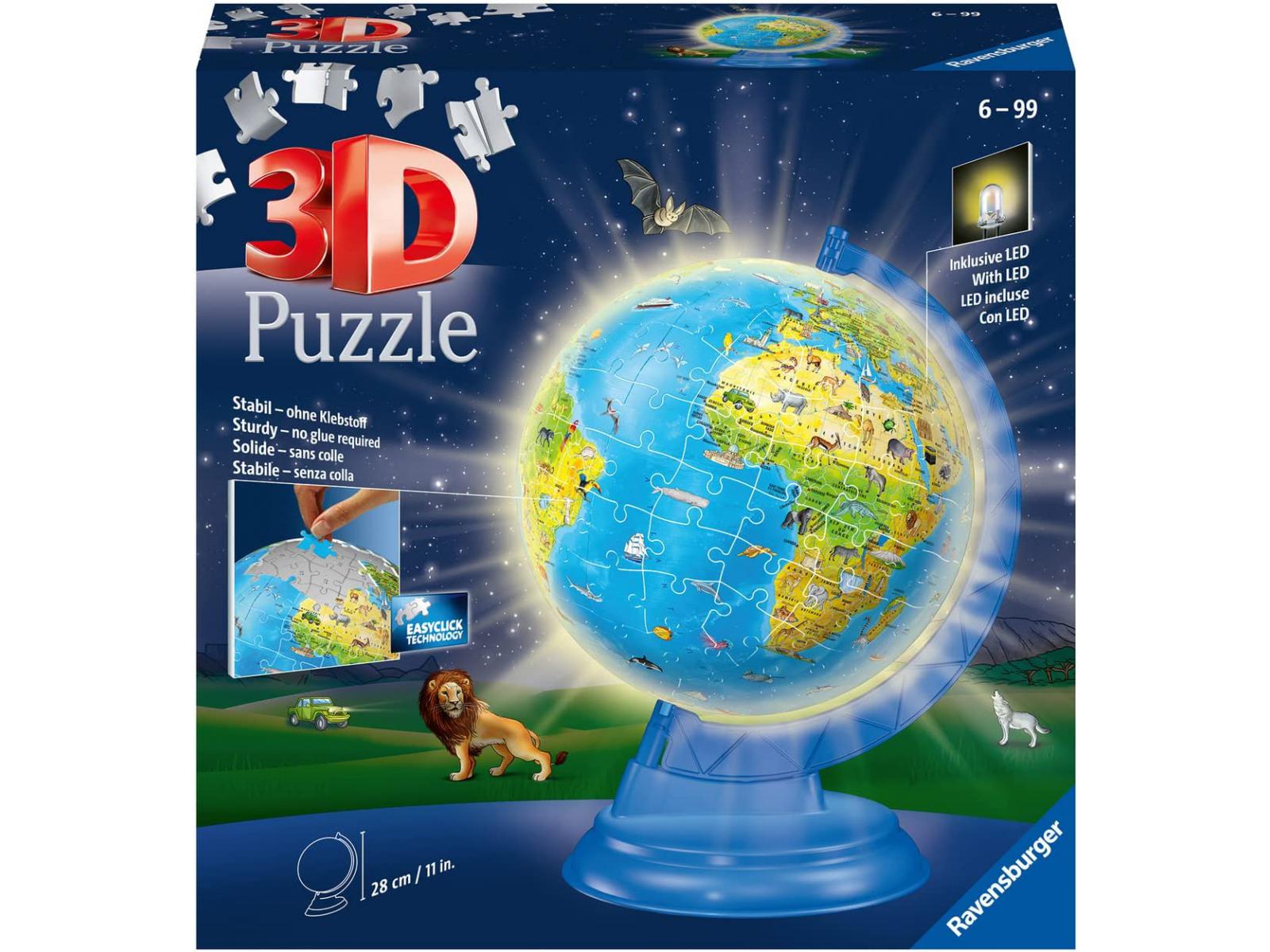 Puzzle 3D Globe illuminé 180 p, RAVENSBURGER
