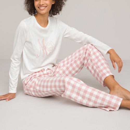 zege emulsie pindas Pyjama in katoen, broek in flanel geruit La Redoute Collections | La Redoute