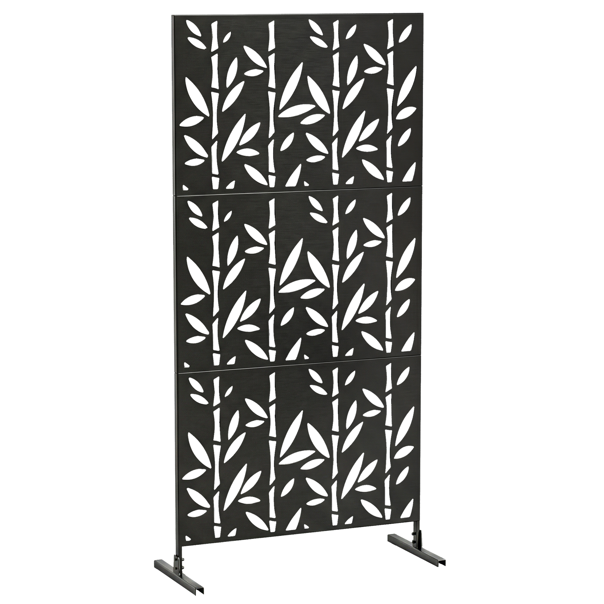 Panneau décoratif extérieur métal - brise vue motif bambou - noir, OUTSUNNY