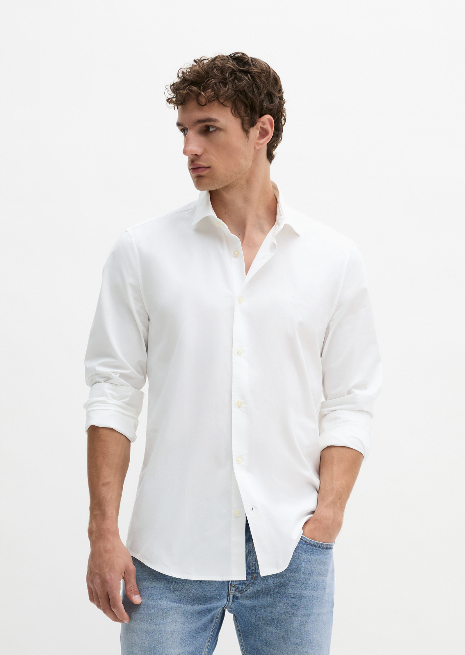 Chemise shaped en popeline stretch, MARC O'POLO