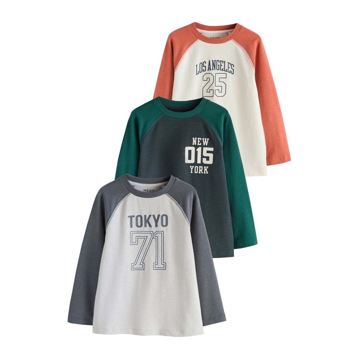 T-shirt standard à manches longues, lot de 3, NEXT