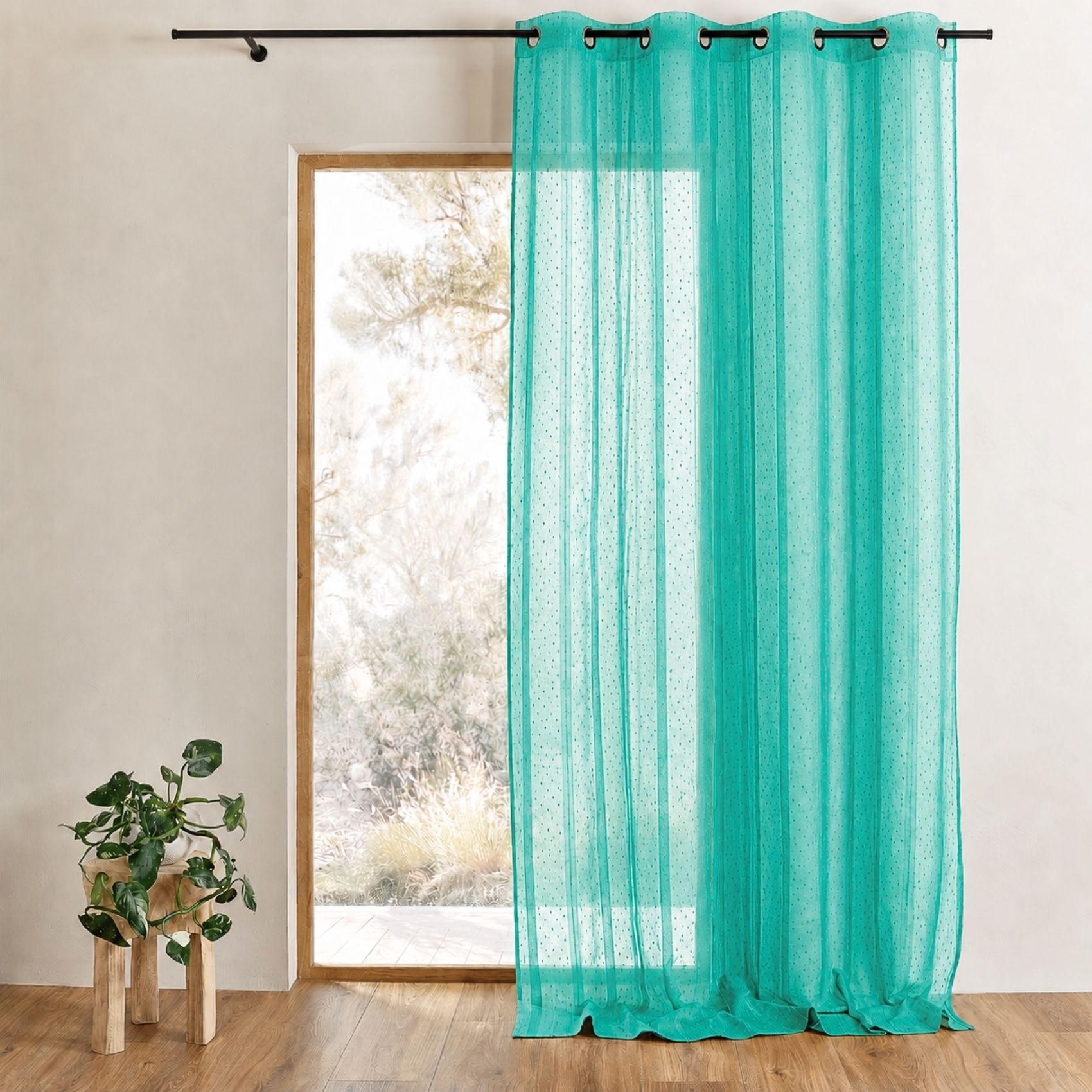 Voilage tissé à fines rayures filetées, HOME MAISON