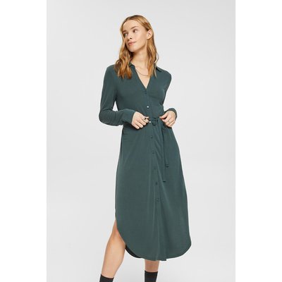 Midi Shirt Dress with Tie-Waist and Long Sleeves ESPRIT