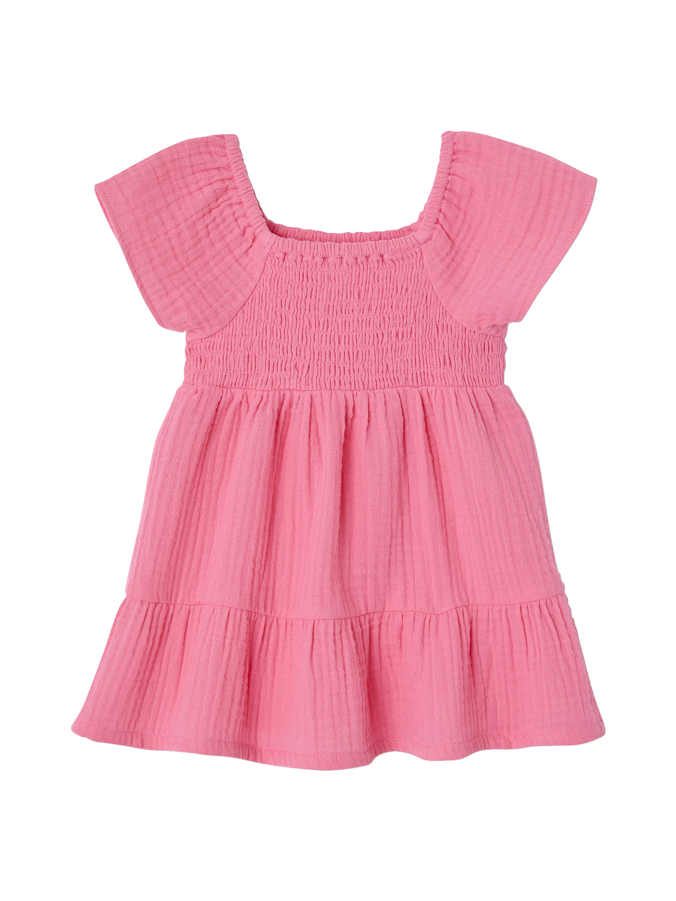 Robe bébé smockée en gaze de coton, VERTBAUDET