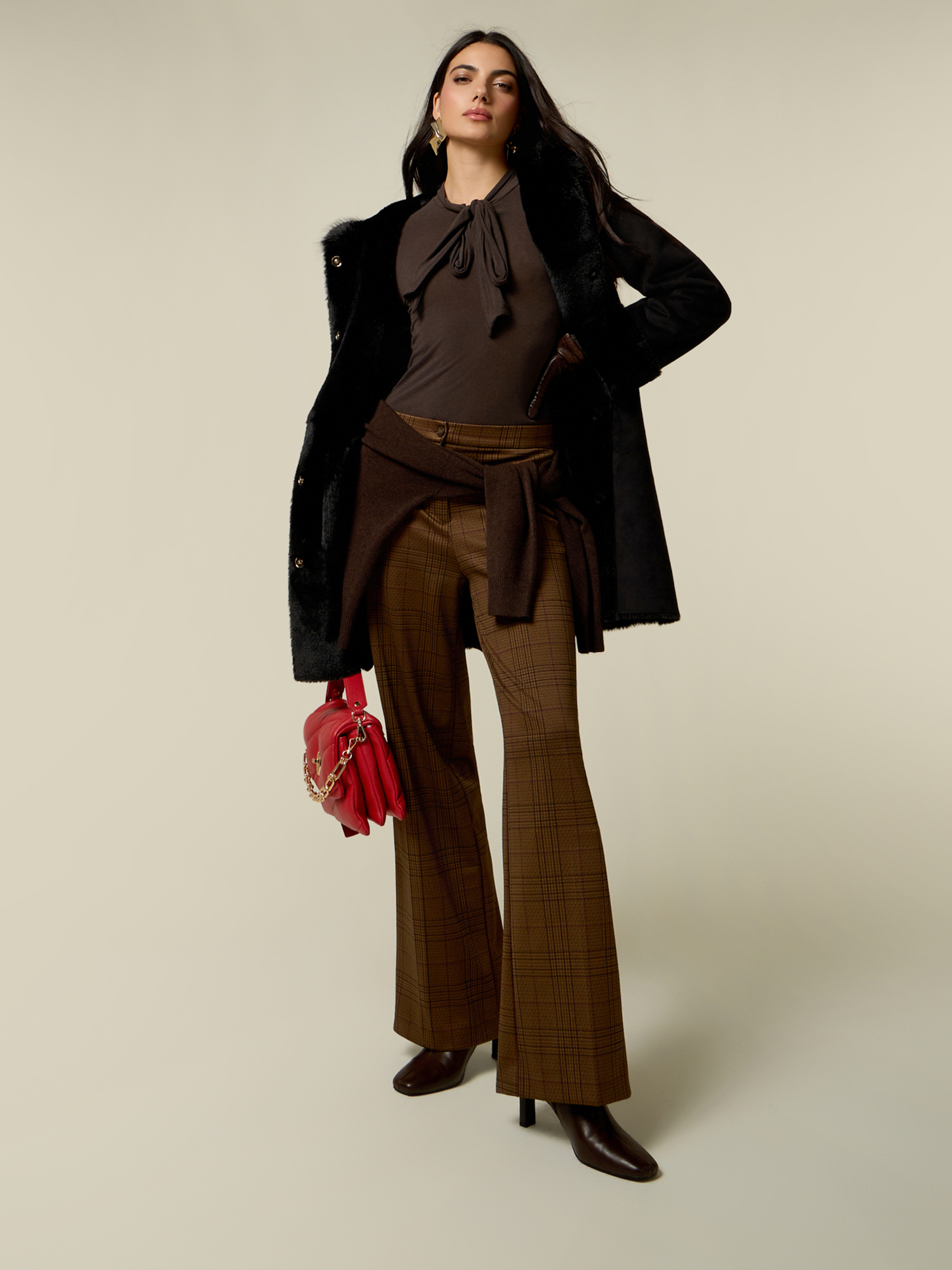 Pantalon palazzo à carreaux, OLTRE