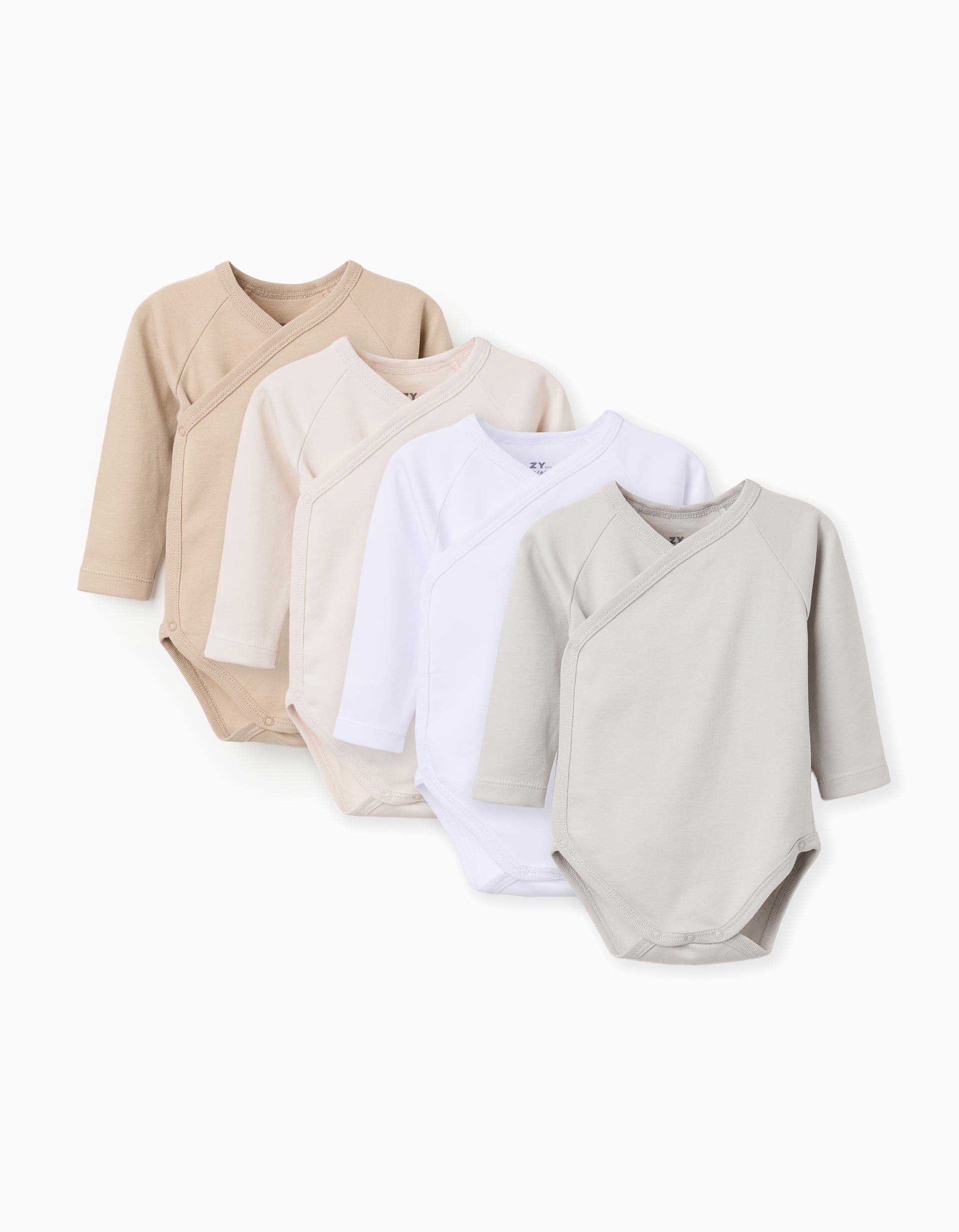 Lot de 4 bodies croisés en coton peigné, ZIPPY