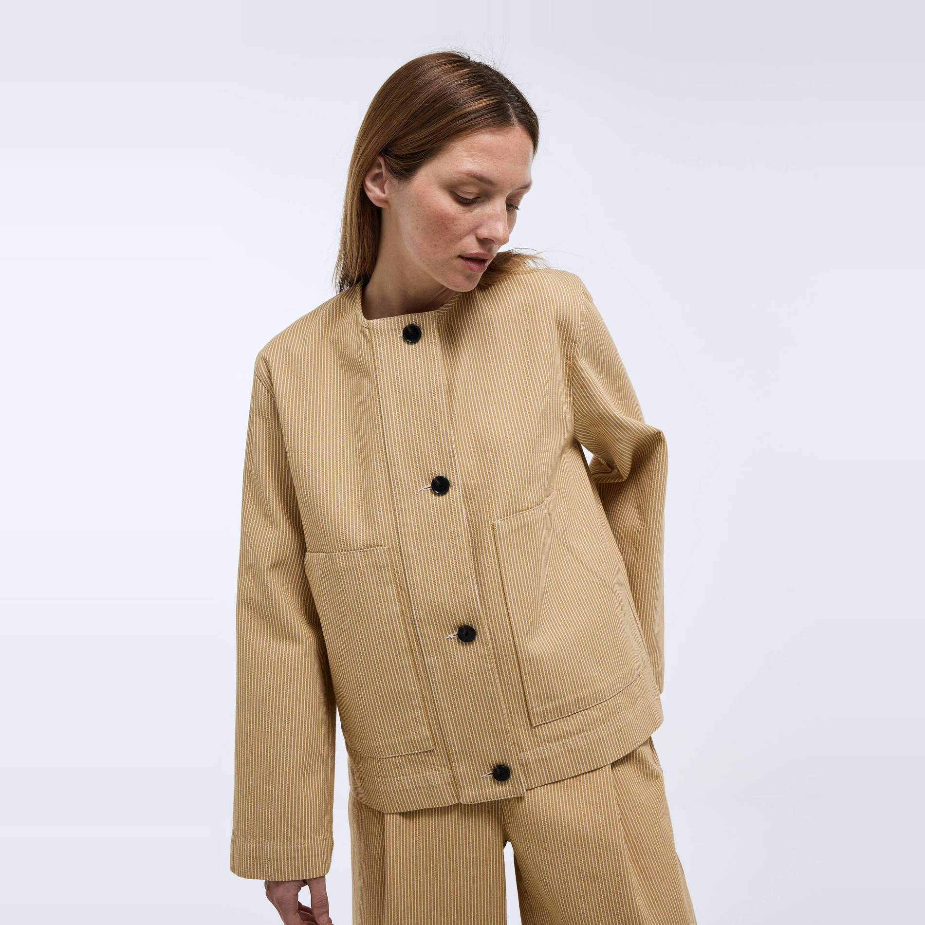 Veste courte rayée en coton, MONOPRIX