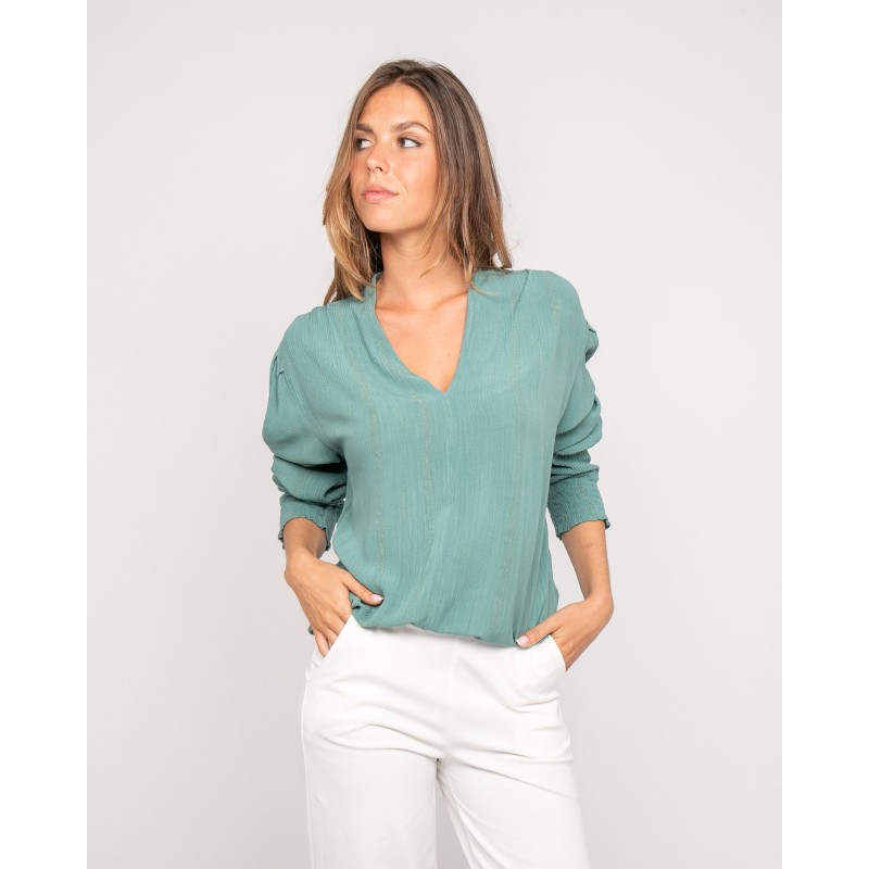 Blouse Col V Fil textile Ozame, DONA LISA