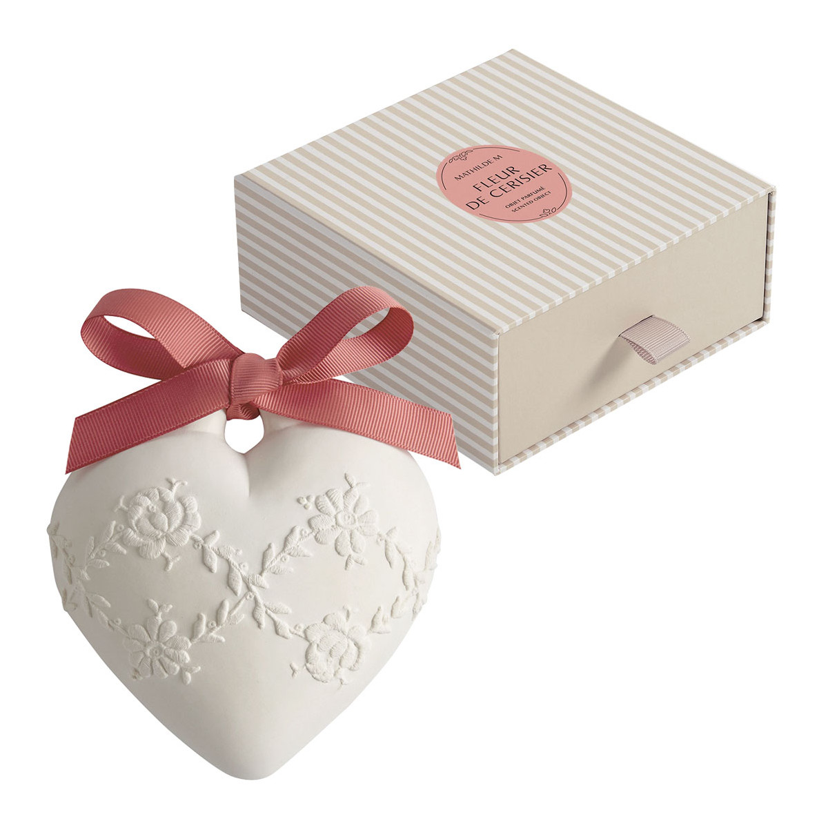 Décor parfumé Grand Cœur brodé - FLEUR DE CERISIER, MATHILDE M