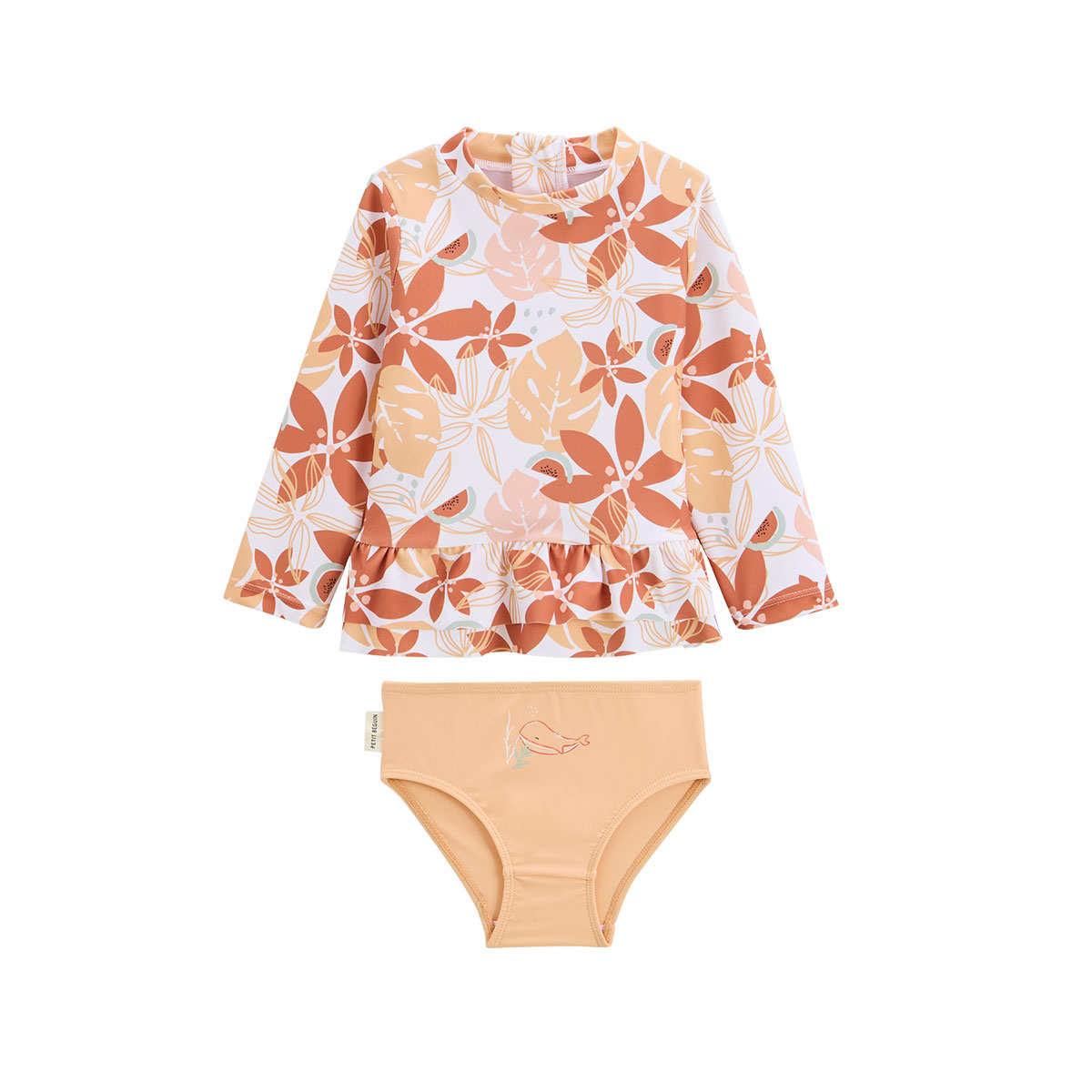 Maillot de bain bébé 2 pièces t-shirt de protection UV et culotte Cassis, PETIT BEGUIN
