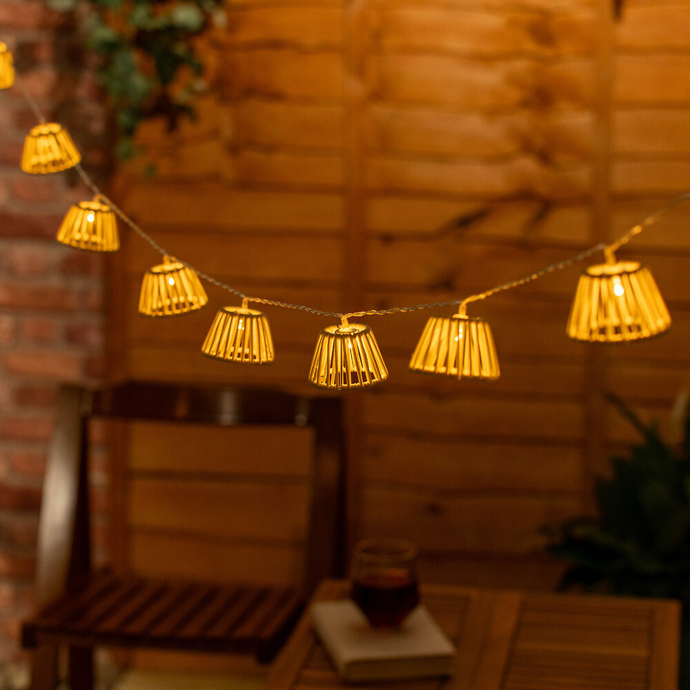10 x Outdoor Rope Basket Garden String Lights - Battery Operated, SO'HOME
