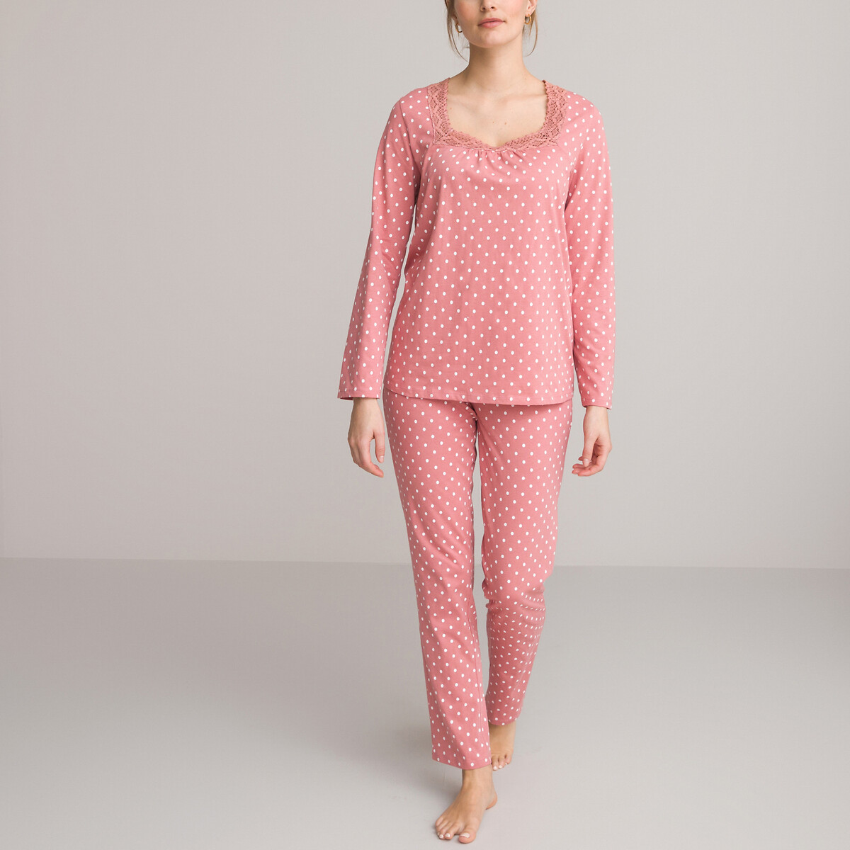 Polka dot cotton pyjamas with long sleeves polka dot print Anne Weyburn ...