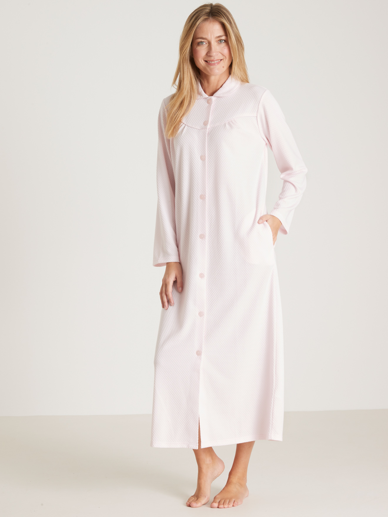 Robe de chambre maille gaufree rose pale Daxon La Redoute