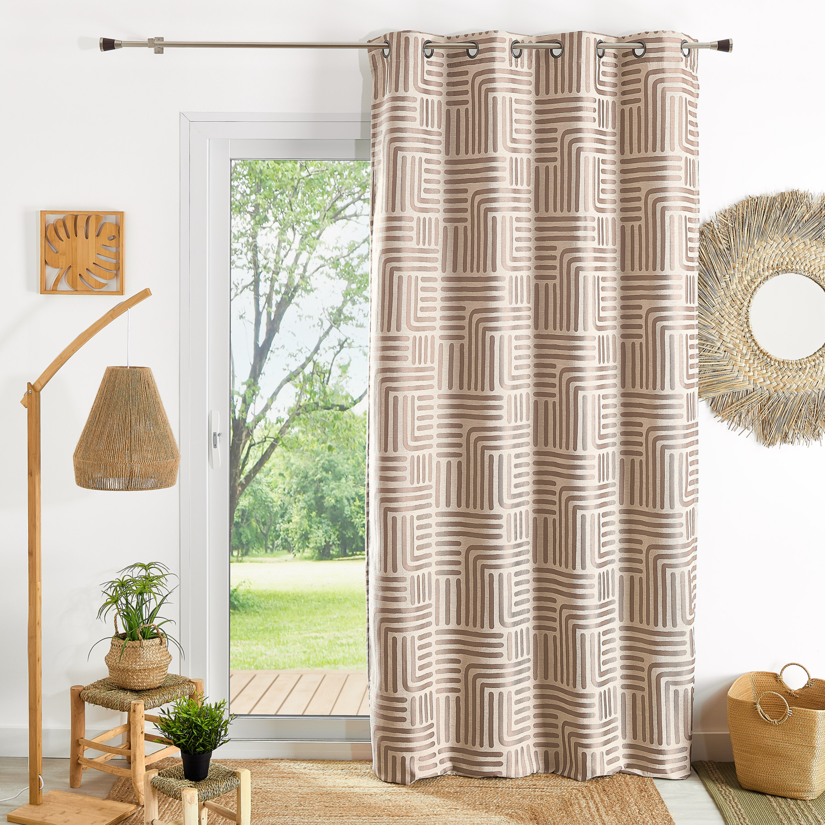 Rideau à oeillets tamisant jacquard - QABANE, HOME MAISON