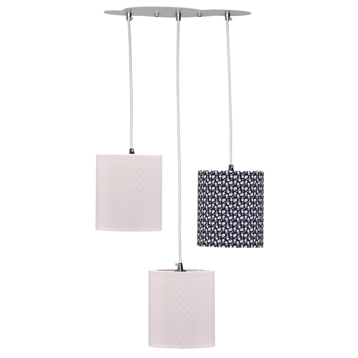 Suspension lumineuse trio plafonnier en coton multicolore, SAUTHON