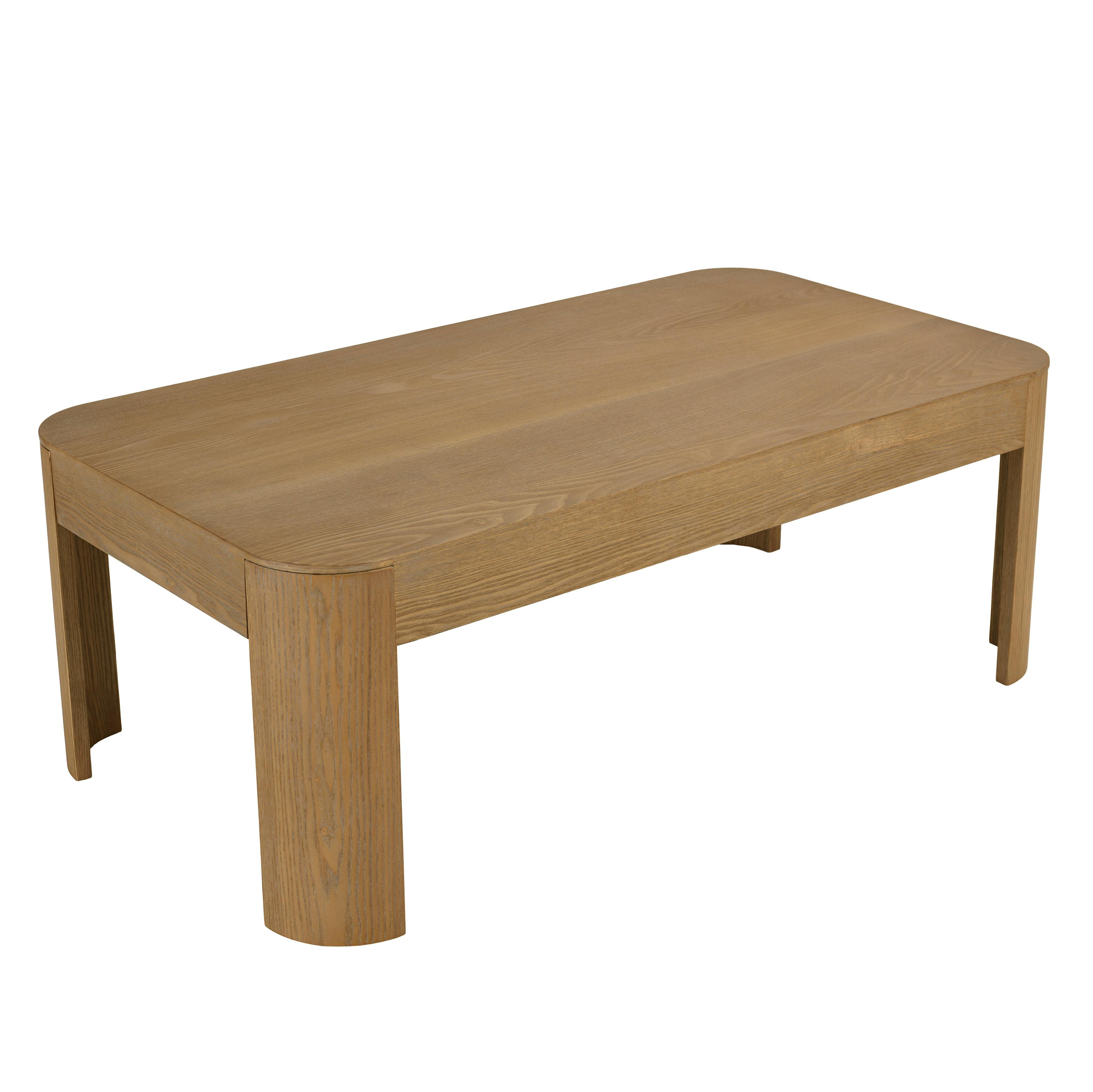 Table basse rectangulaire couleur naturelle design arrondi VELAR, PIER IMPORT