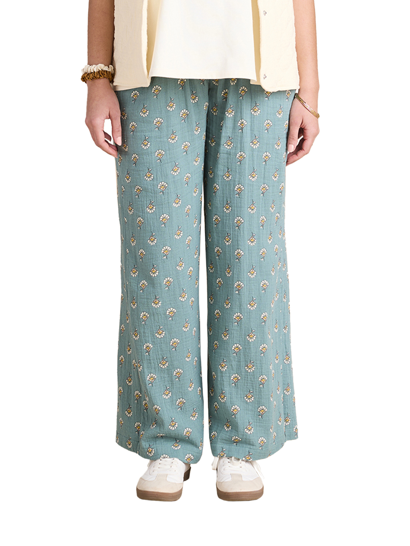 Pantalon large de grossesse en gaze coton imprimé avec bandeau, ENVIE DE FRAISE