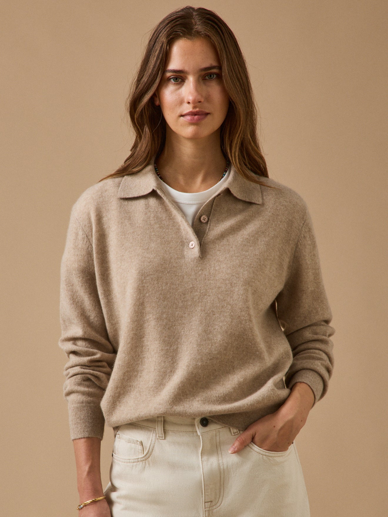 Pull col polo  - Collection Cachemire, CYRILLUS
