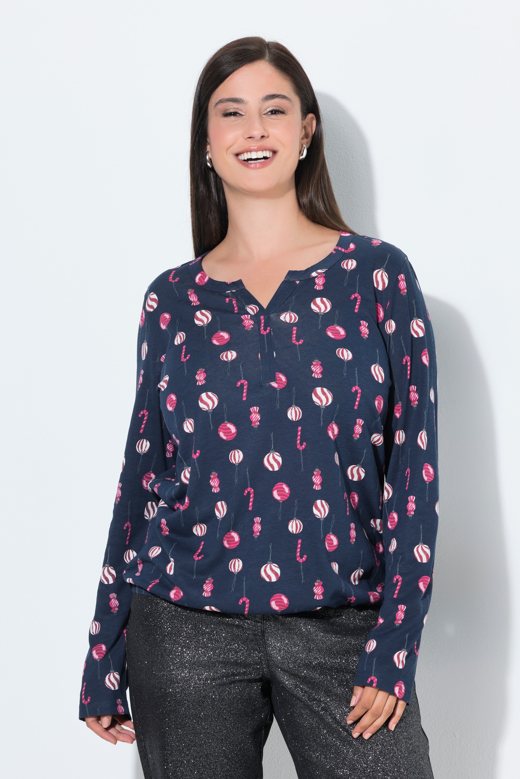 T-shirt de Noël, col tunisien, ULLA POPKEN