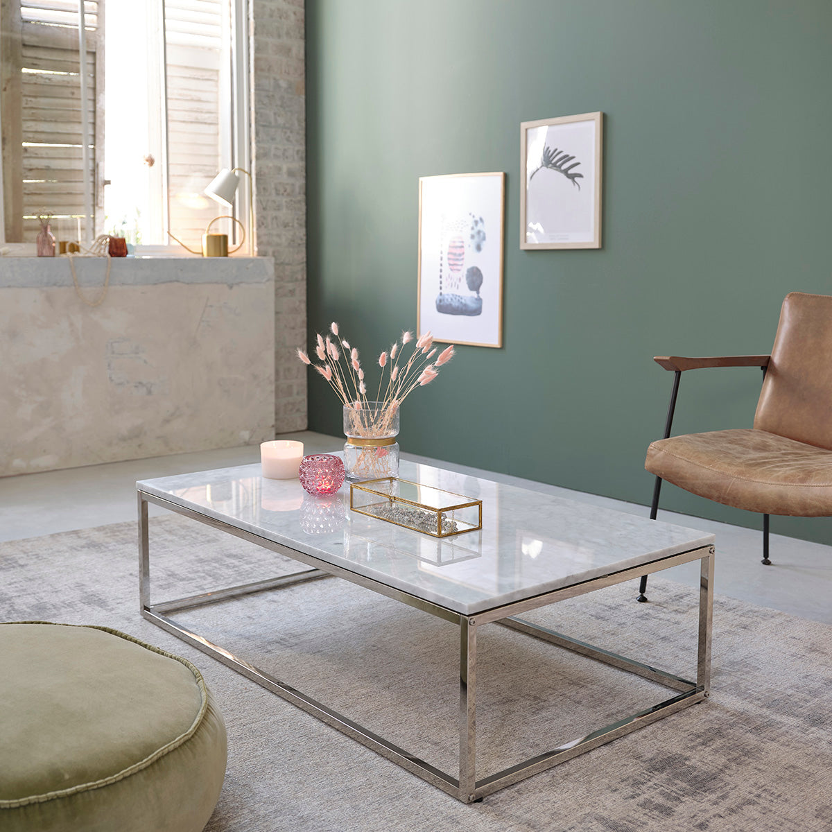 Table basse en marbre et métal 120 cm, BERAH GETAH