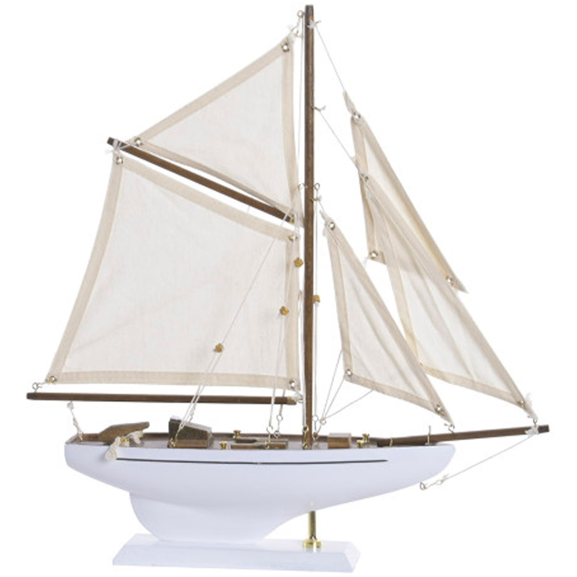 Bateau à voiles décoratif bois blanc 42x6.5x41cm, WADIGA