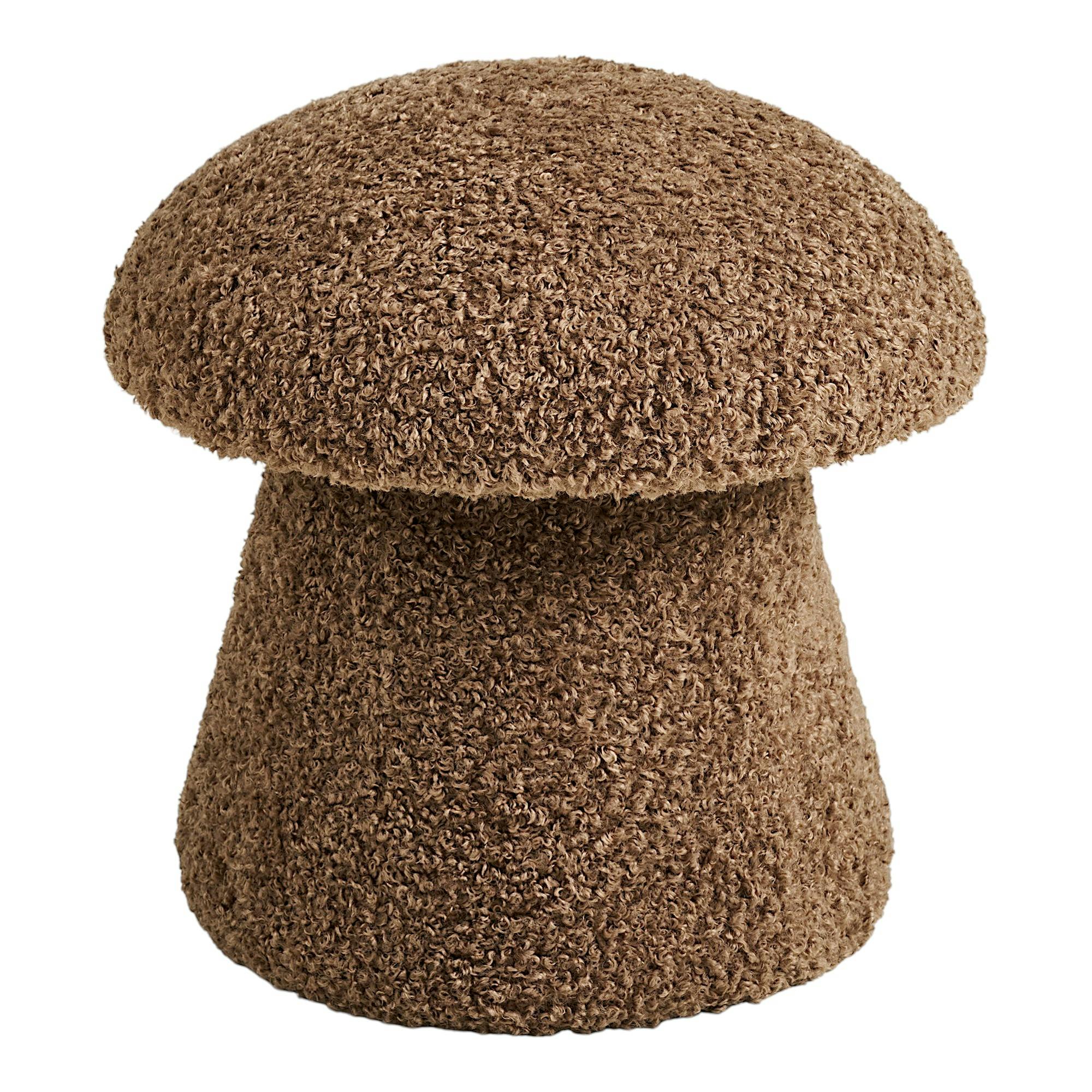 Pouf bouclette marron teddy design champignon BERLIN, PIER IMPORT