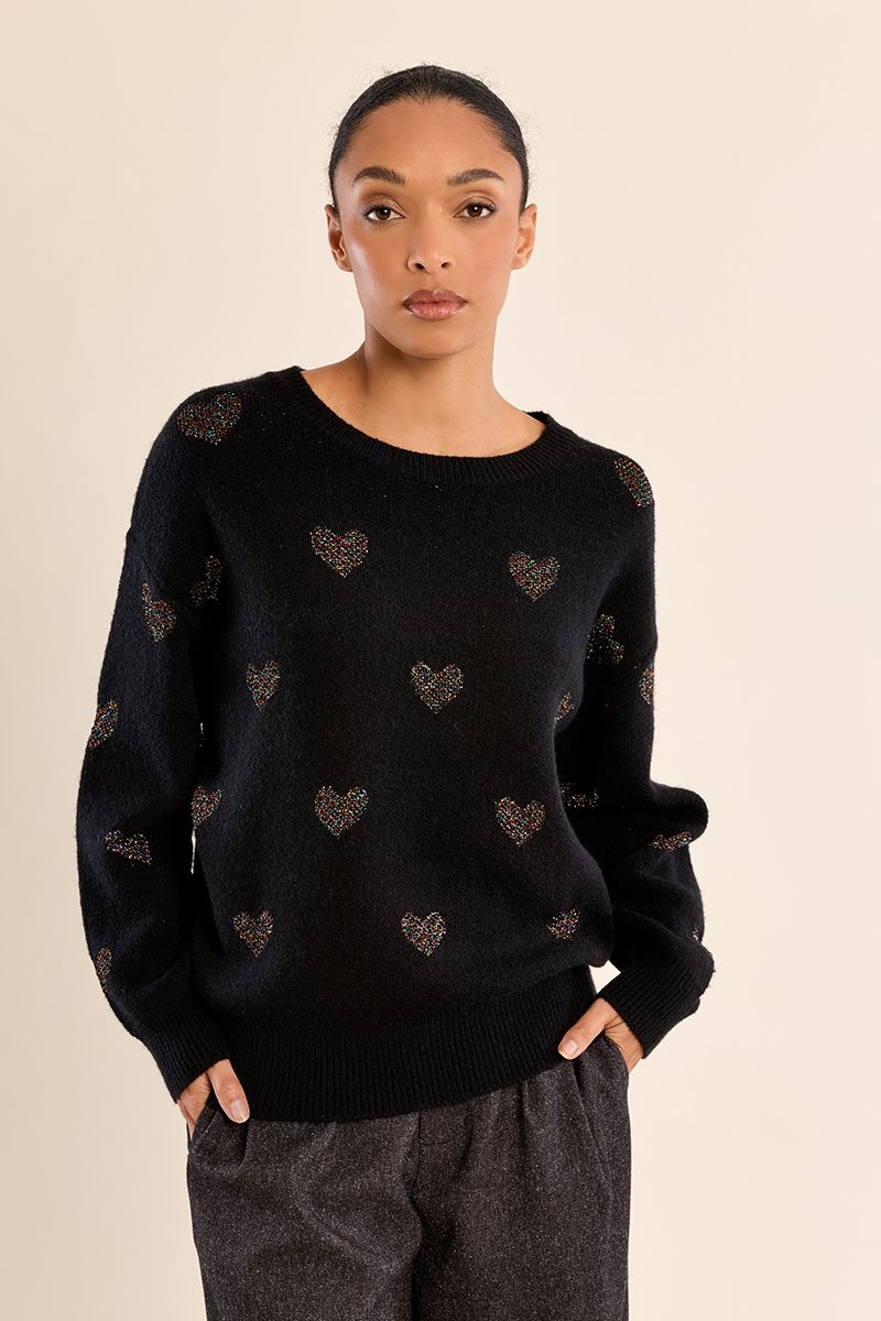 Pull en maille, cœurs pailletés, MOLLY BRACKEN