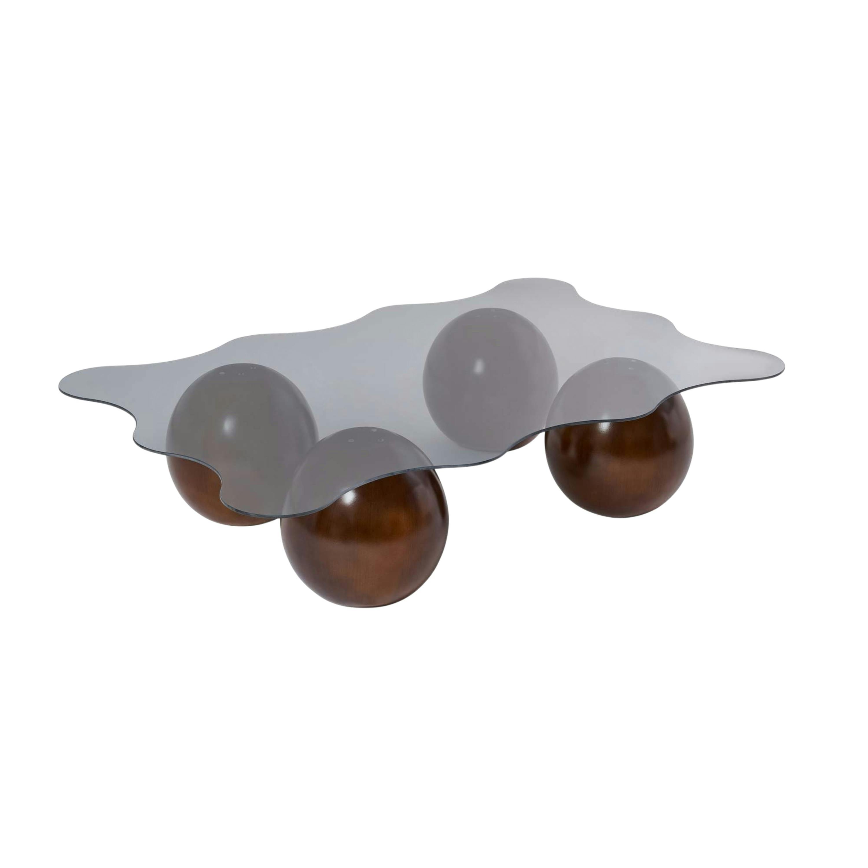 Table basse design organique en verre, pieds boule KOCHI, PIER IMPORT