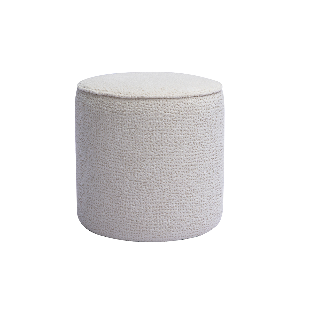 Pouf rond en tissu effet velours texturé écru à motifs D40 cm WANGA, MILIBOO