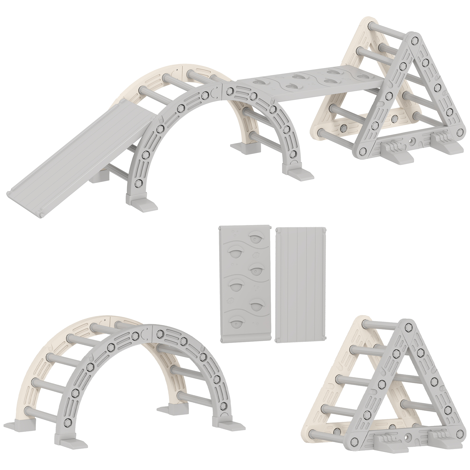 Parcours d'escalade pour enfants HDPE Gris, AIYAPLAY