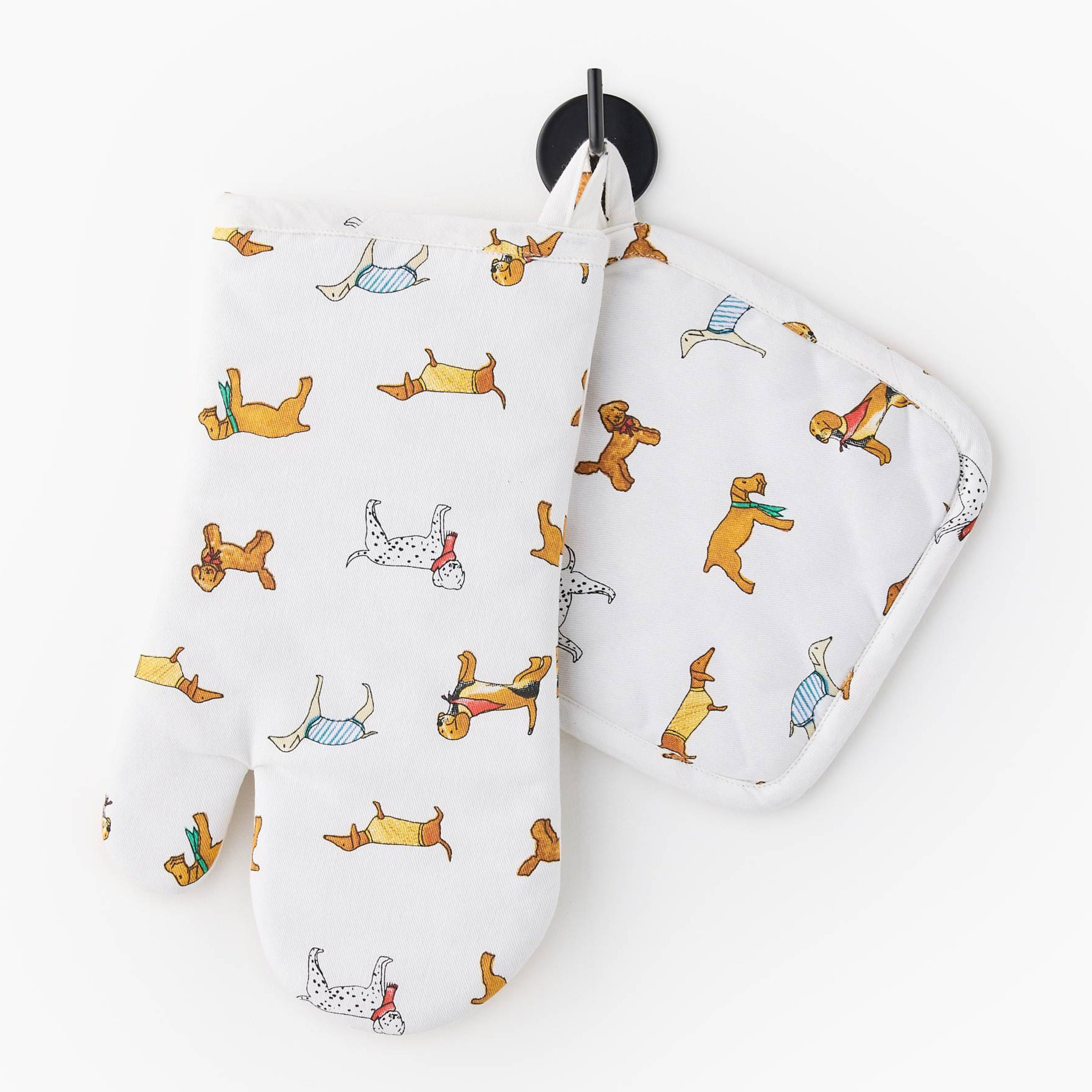 Lot gant et manique, 16x33cm + 20x20cm, coton, MONOPRIX