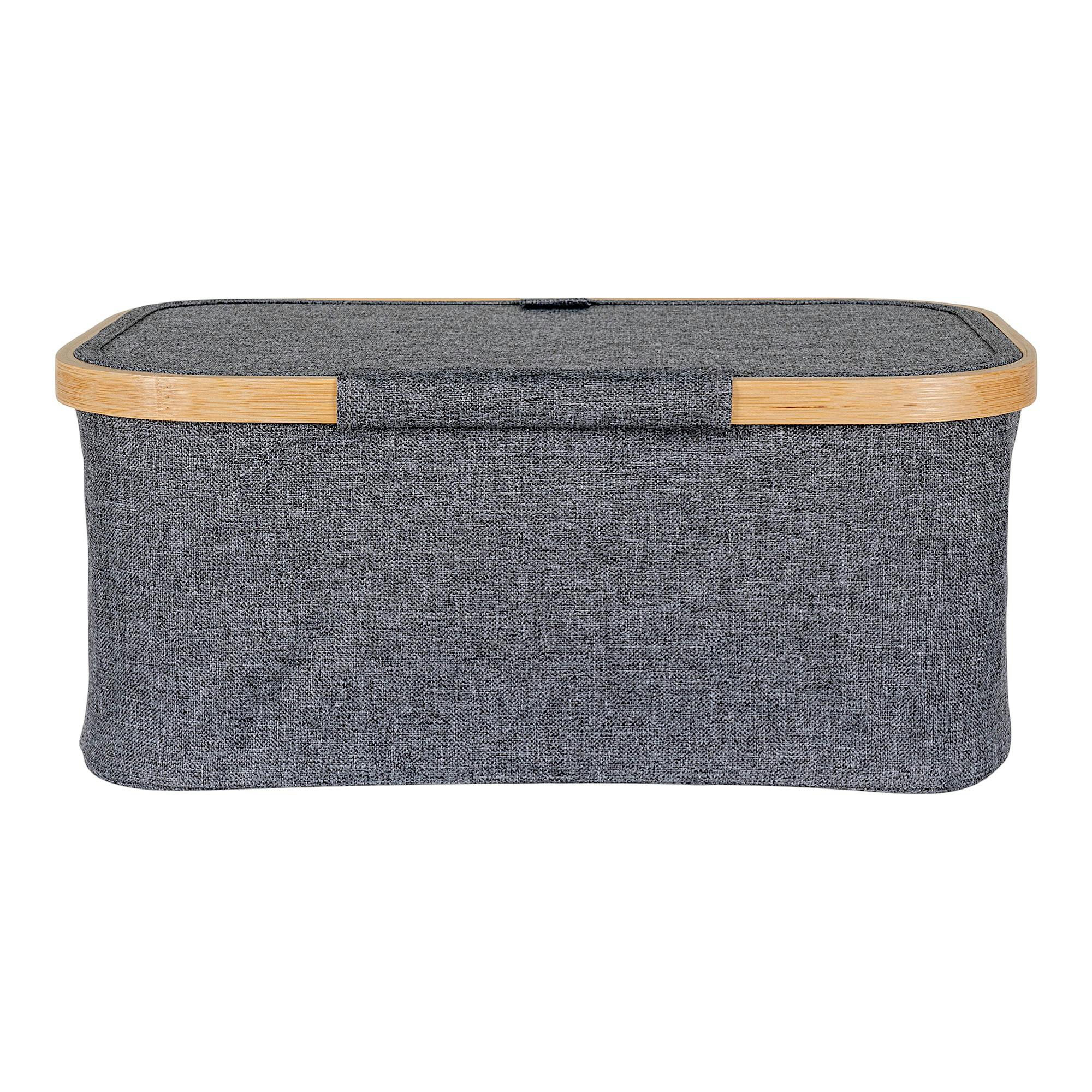 Panier de rangement gris avec couvercle 38 cm, PIER IMPORT