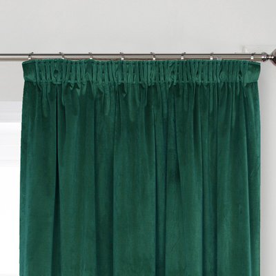 Clever Velvet Lined Pencil Pleat Curtains in Bottle Green SO'HOME