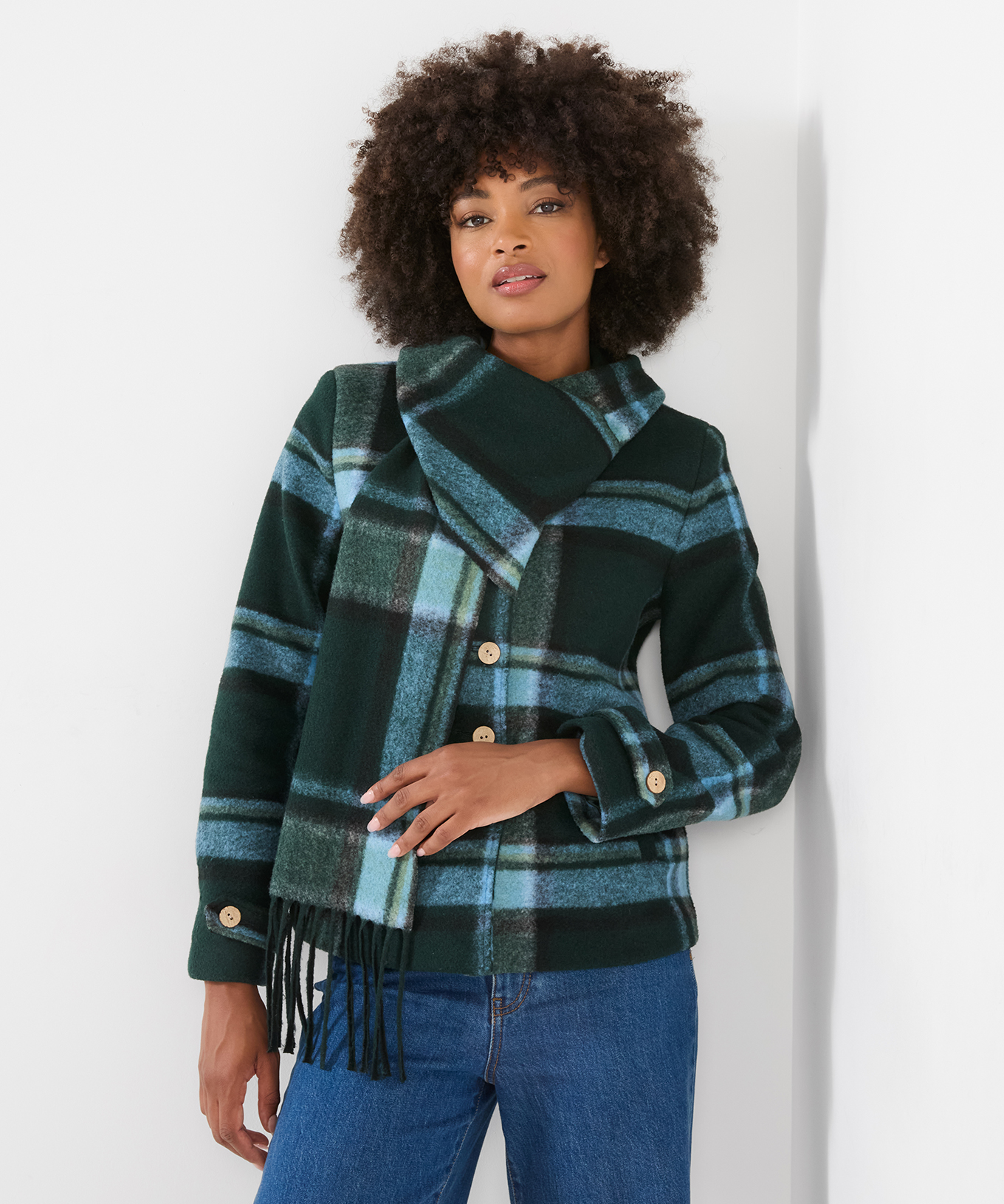 Veste à Carreaux avec Écharpe Amovible, JOE BROWNS